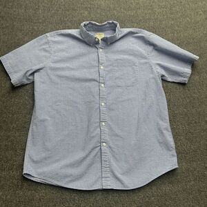 L.L. Bean Blue Checkered Casual Button Down Shirt